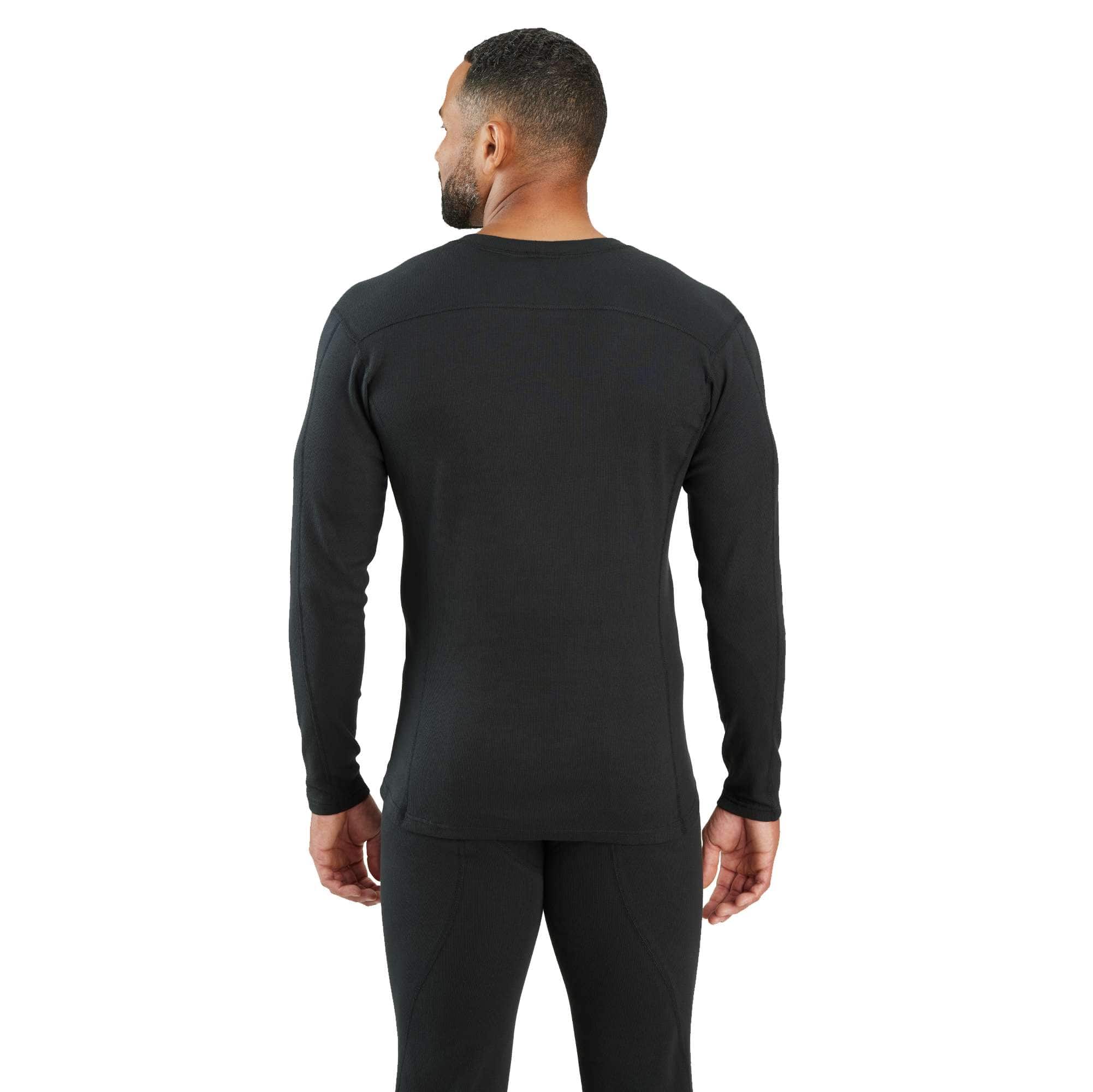 Midweight stretch cotton rib base layer crewneck